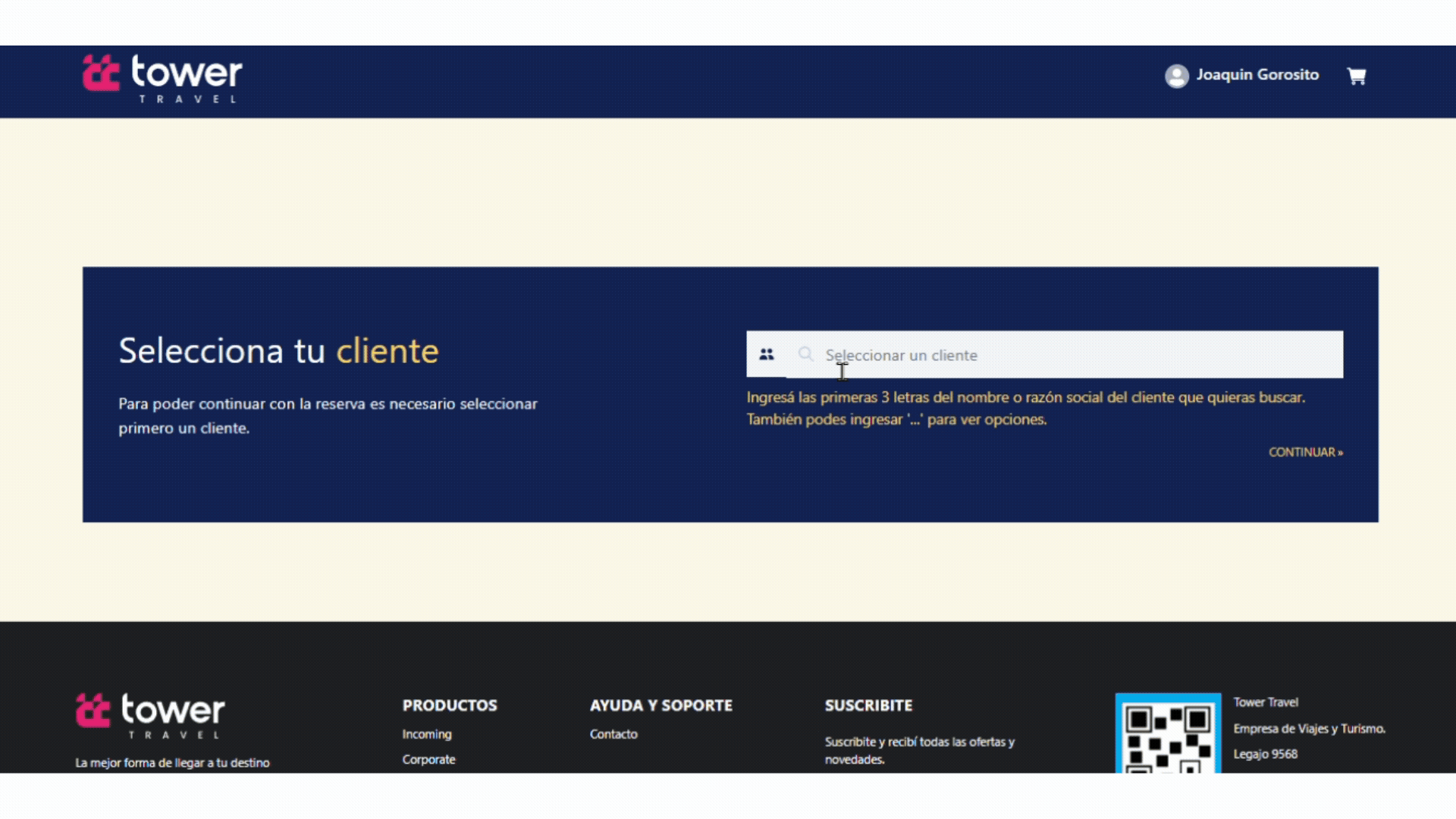Selección de cliente